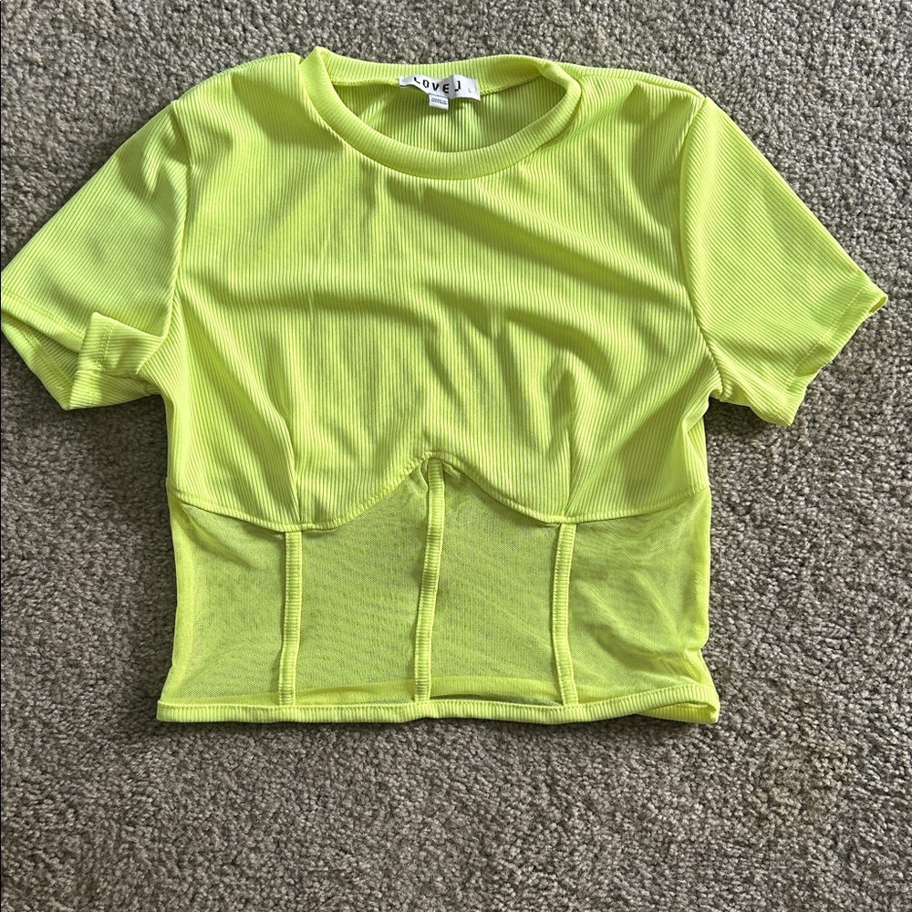 Love J Bright Yellow Ribbed Top 4 for $12